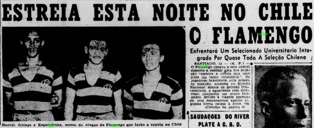 Esquerdinha junto de Durval e Gringo
Jornal dos Sports 14/01/1948