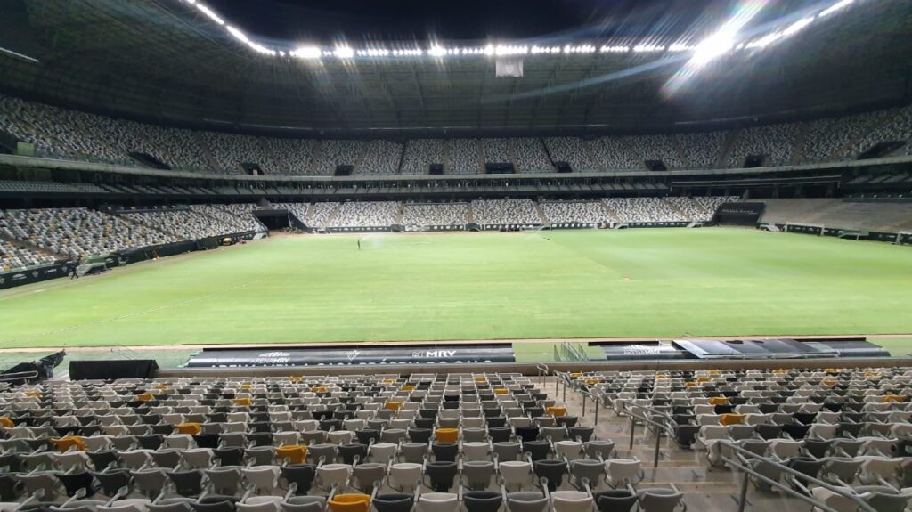 Gramado da Arena MRV, palco da final da Copa do Brasil entre Atlético-MG e Flamengo.