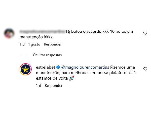 EstrelaBet responde até mesmo a comentários negativos