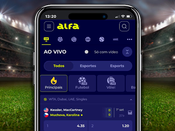 Testanto a secção de apostas ao vivo na Alfa.bet.