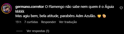 Torcedores do Águia se surpreendem com nota oficial sobre o Flamengo