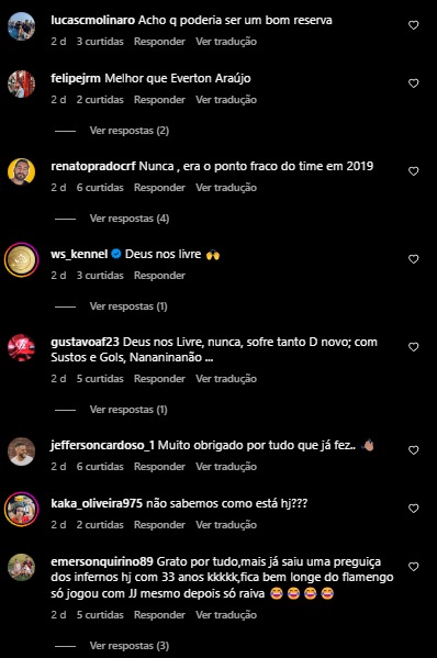 Comentários de torcedores sobre uma possível volta de Arão