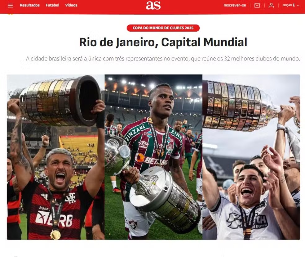 Jornal espanhol aponta Flamengo como melhor do Rio e exalta cidade: 'Capital mundial do futebol'