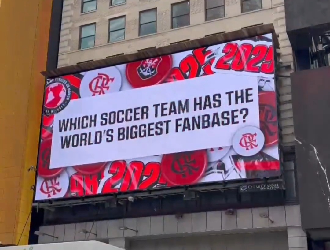 45 million hearts: Nação é exaltada em vídeo do Flamengo na Times Square