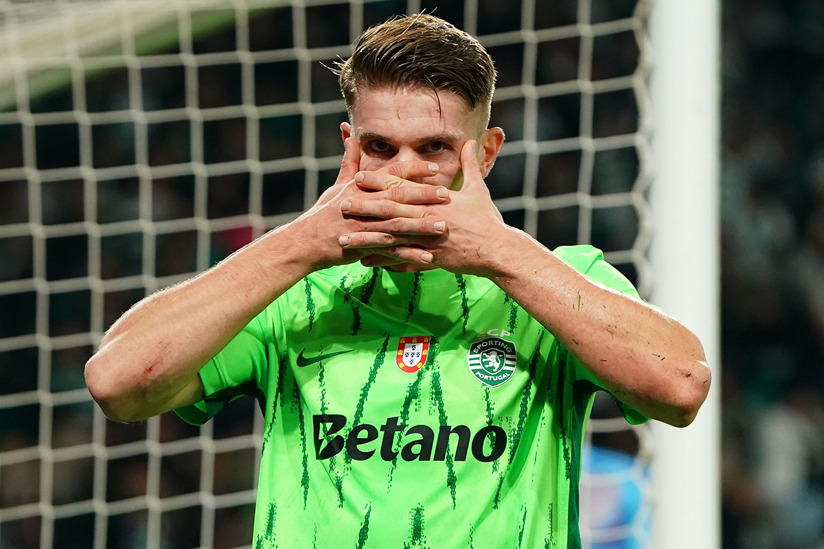 Viktor Gyokeres comemorando gol pelo Sporting
