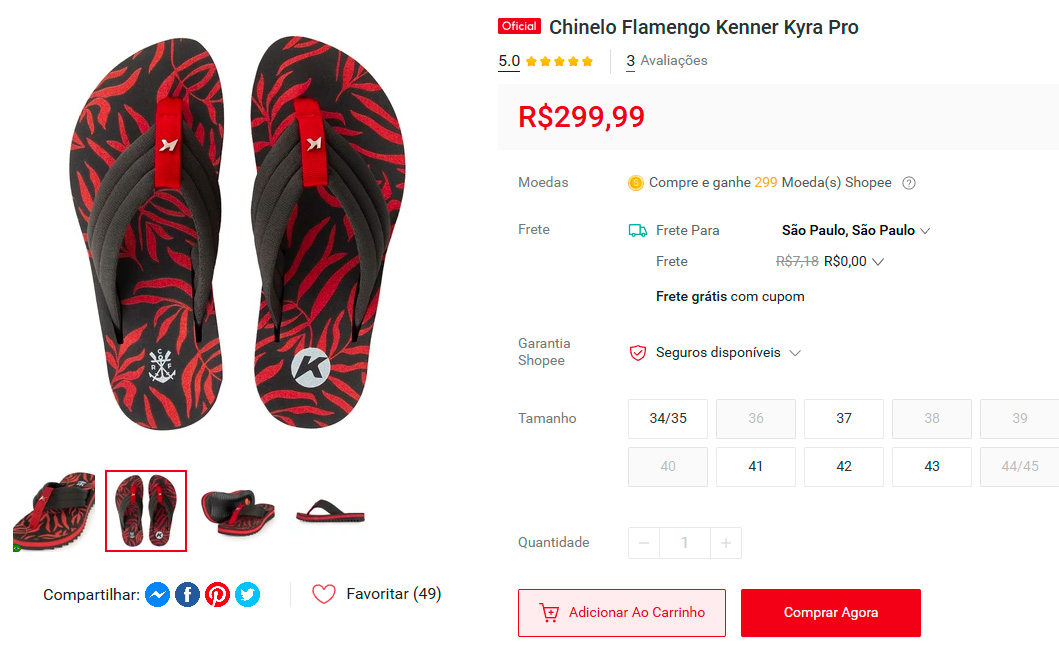 chinelo da Kenner/Flamengo