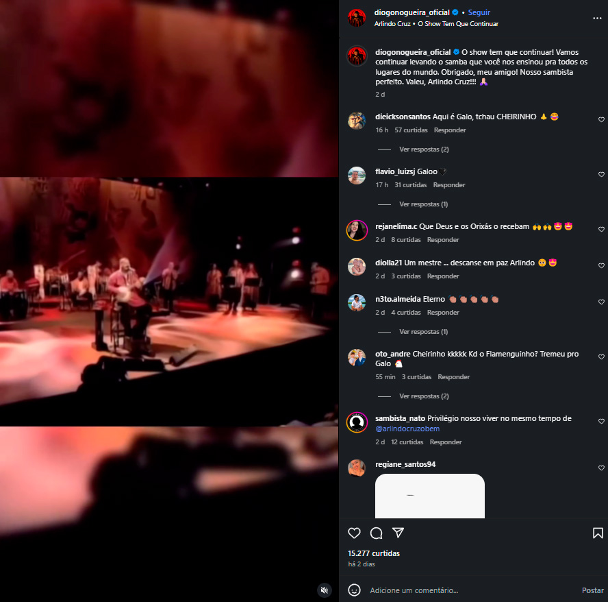 Comentários de atleticanos na postagem de Diogo Nogueira