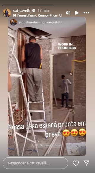 Esposa de Jorginho mostra residência do casal em reforma e paredes sem pintura